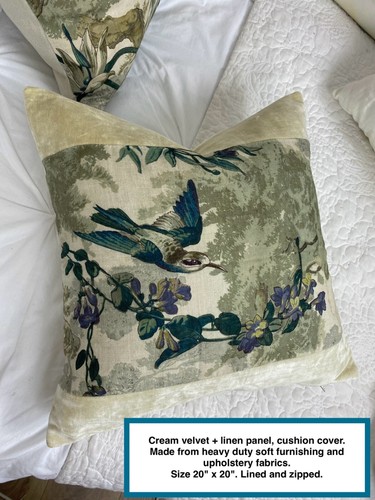 Cream velvet teal green - cream, &