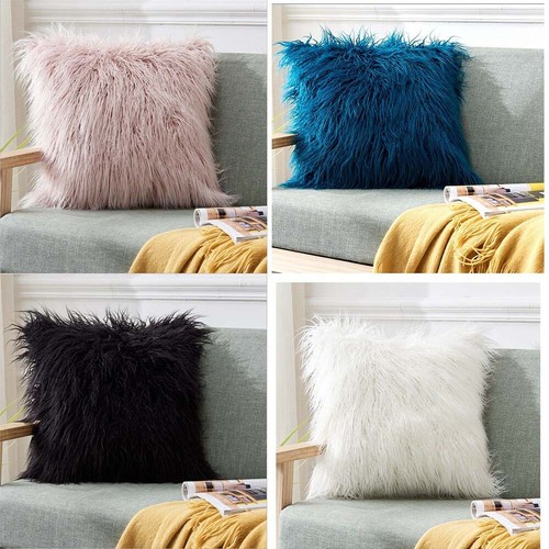 Fluffy wool pillowcase cushion - wool,